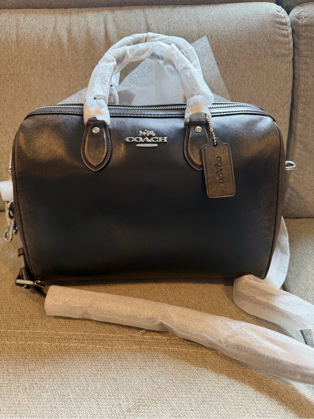 Coach Black Leather Men's Carryall Satchel